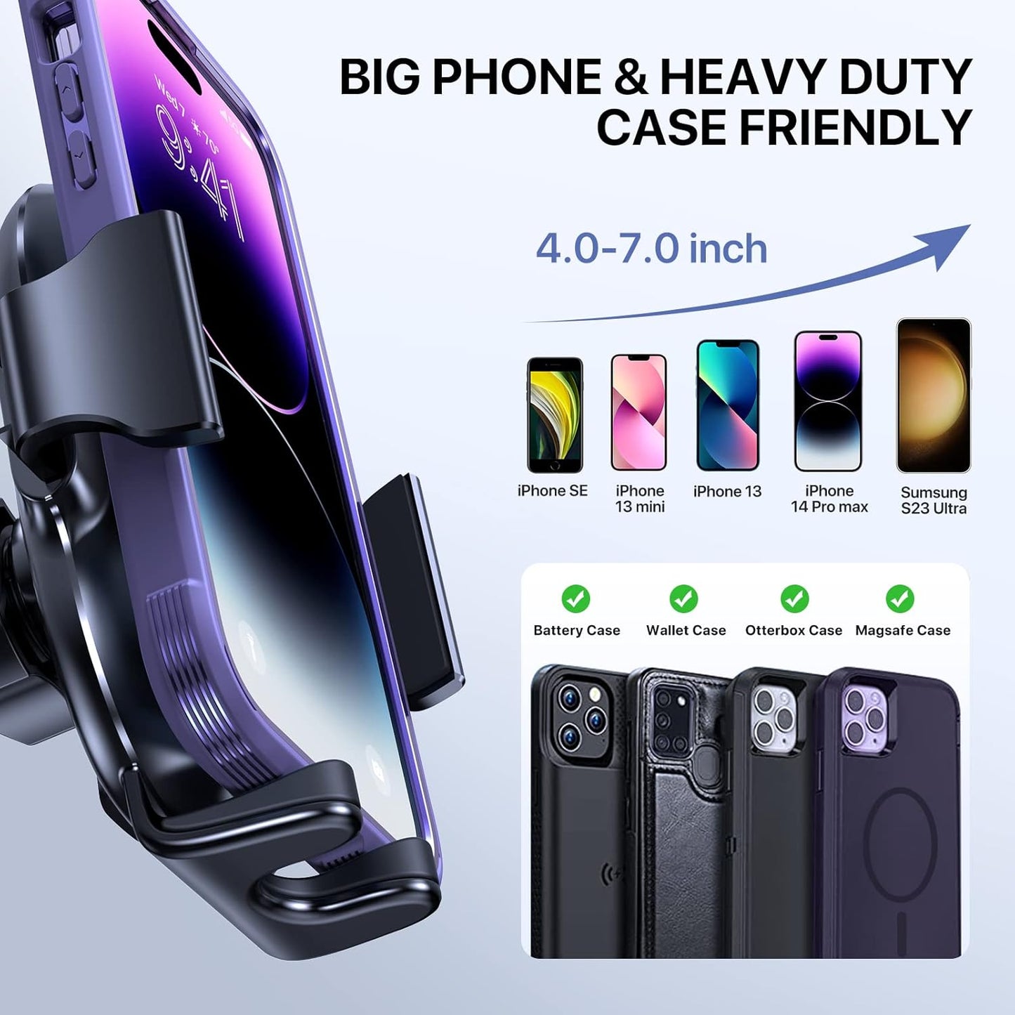 Miracase Handyhalterung für Lüftungsschlitze im Auto【2026 Breitere Klemme & Metallhaken】 Handyhalterung für Lüftungsschlitze im Auto, Freisprechfunktion, Handy-Autohalterung für iPhone 17 Pro Max 16 15 14 13 12 Samsung S25 Autozubehör