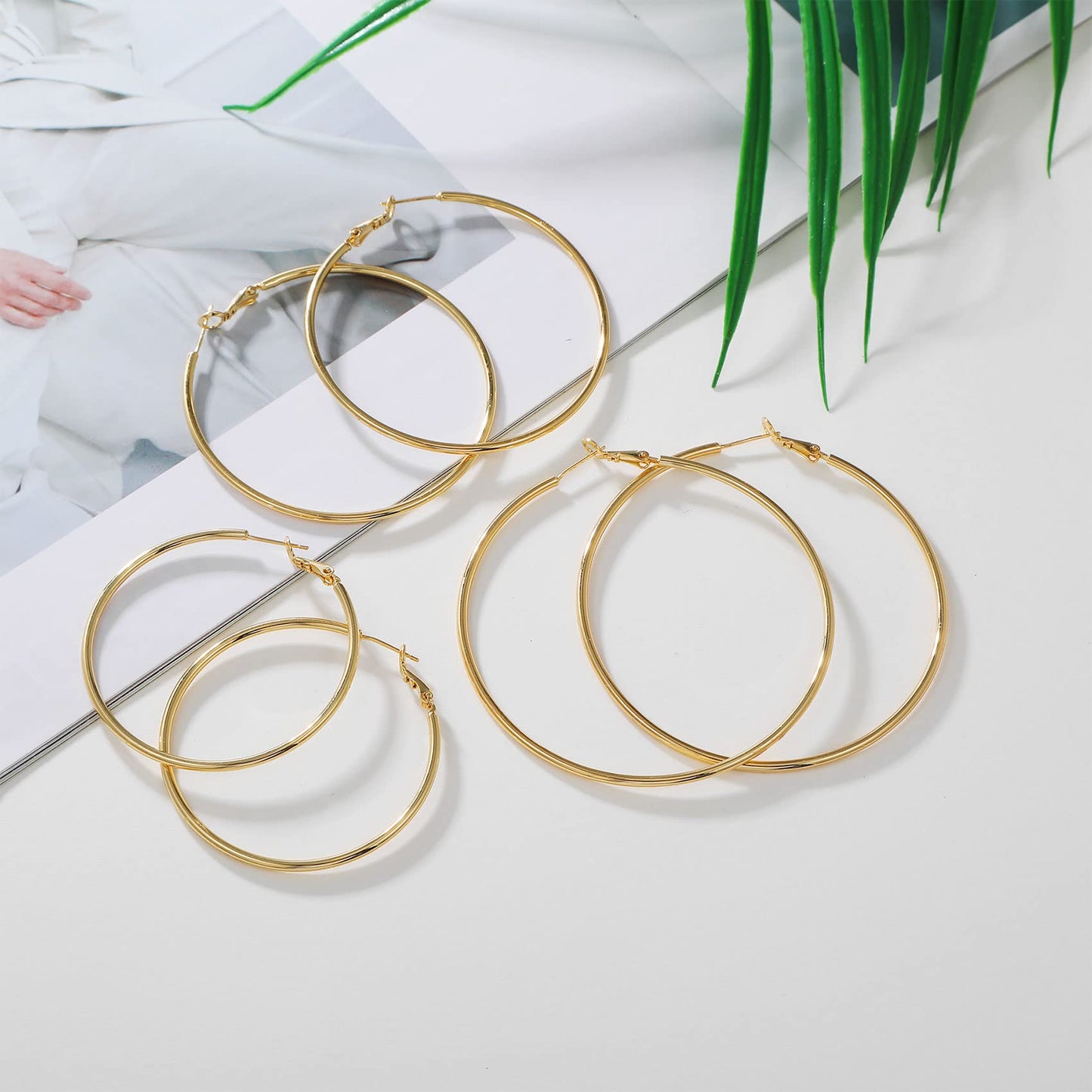 Große Gold Creolen für Frauen, Hypoallergene Dünne Gold Creolen, Sterling Silber Creolen für Damen, Extra Große, Mittelgroße, Große Creolen