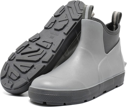 Men's Deck Boots, Waterproof Ankle Rain Boots with Anti-Slip Traction, Rubber Garden & Fishing Boots for Boating, Camping, Farming & Outdoor Work
