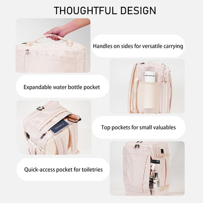 ECOHUB 16'' Reise-Rucksack Handgepäck Unterseat-Rucksack Persönlicher Gegenstand Flugzeug-Reisetasche mit 13 Taschen Handgepäck Flaschenhalter USB-Ladeanschluss Casual Daypack für Frauen Männer Schwarz