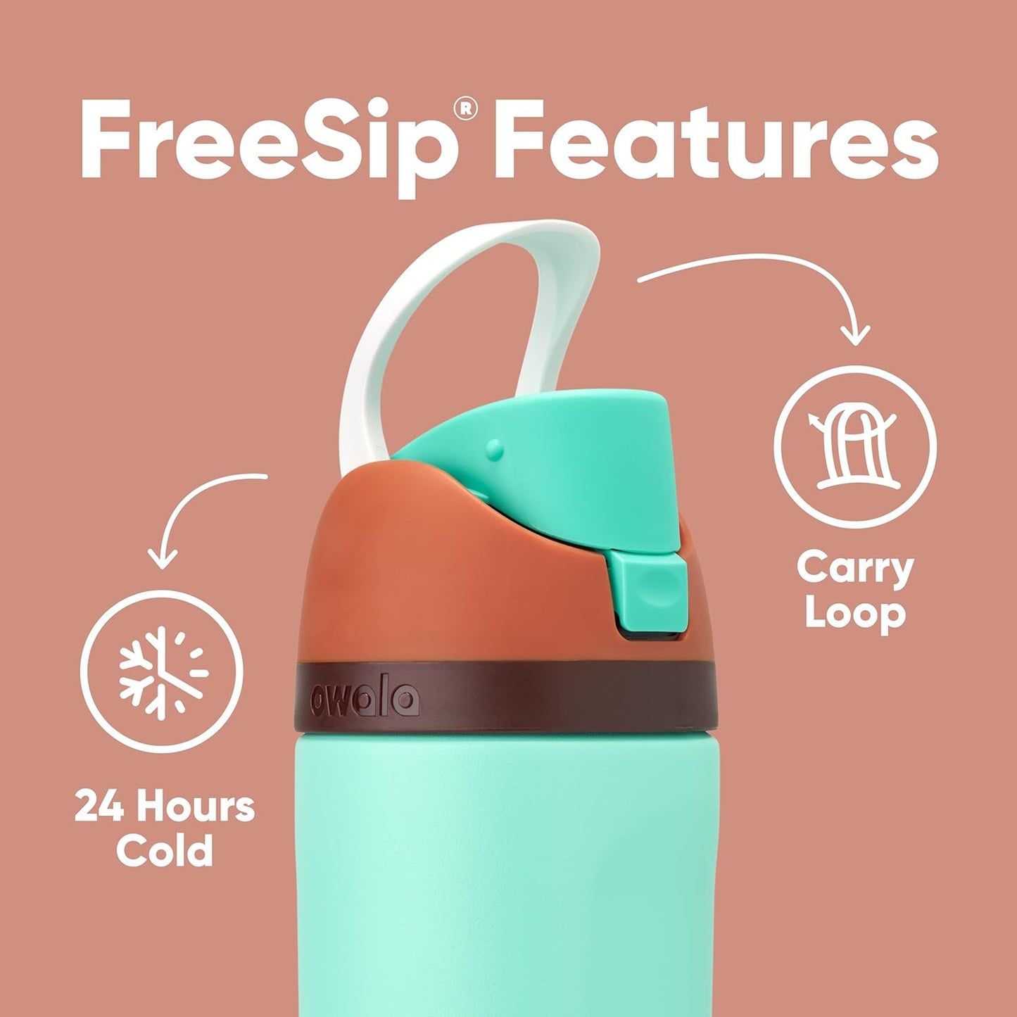 Owala FreeSip Isolierte Edelstahl-Wasserflasche mit Strohhalm für Sport und Reisen, BPA-frei, 710 ml, Shy Marshmallow