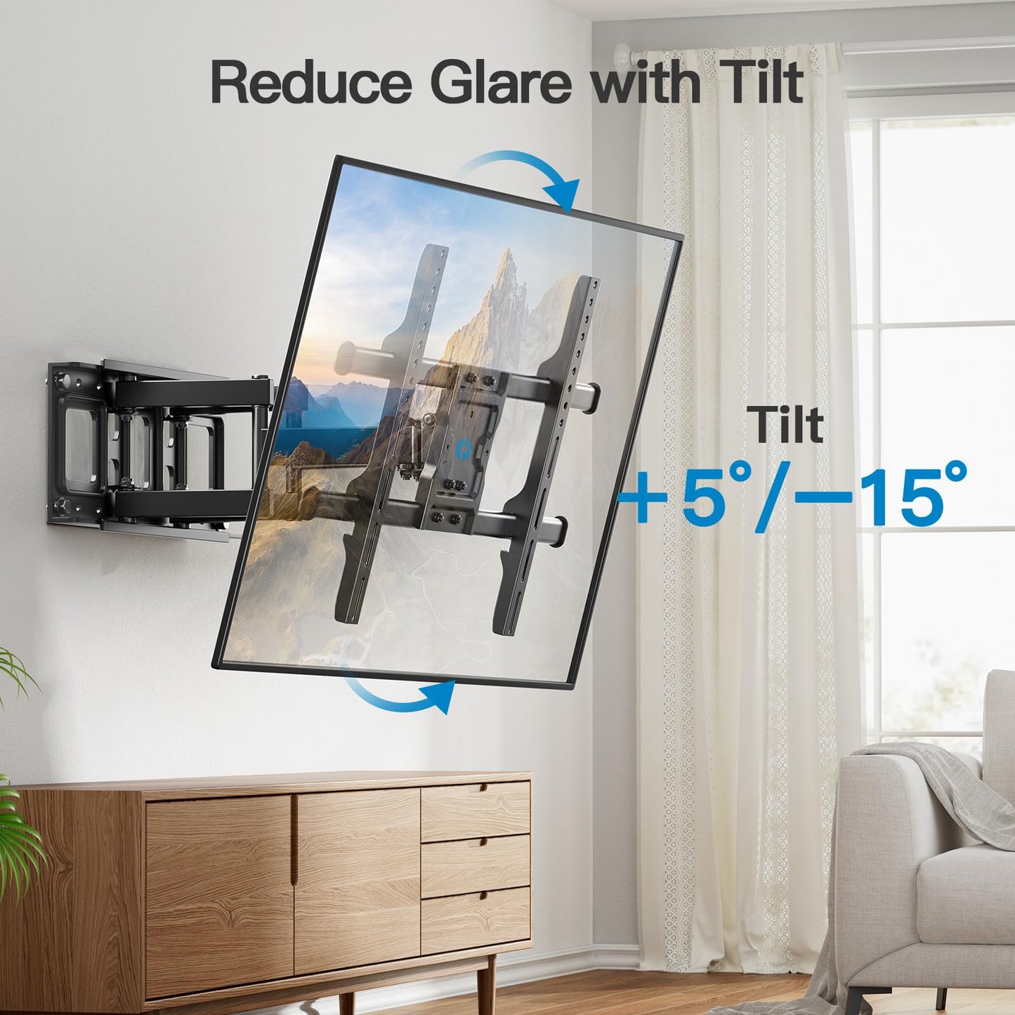 Pipishell TV Wall Mount for 26-74 inch LED LCD OLED 4K TVs up to 99lbs, Full Motion TV Mount Bracket Articulating Swivel Extension Tilting Leveling Max VESA 400x400mm, Fits 12/16 Inch Wood Studs