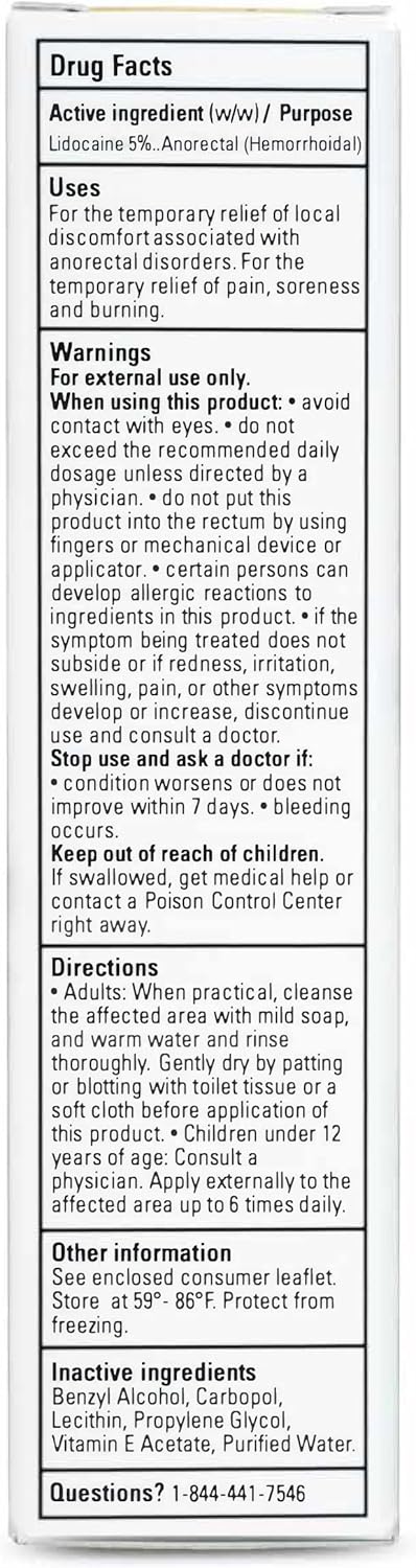 Zensa Numbing Cream 5% Lidocaine – Maximum Strength Topical Anesthetic with Vitamin E for Pain Relief from Hemorrhoids – Vegan, Cruelty-Free, Water-Based, Physiologic pH for Sensitive Skin – 30g