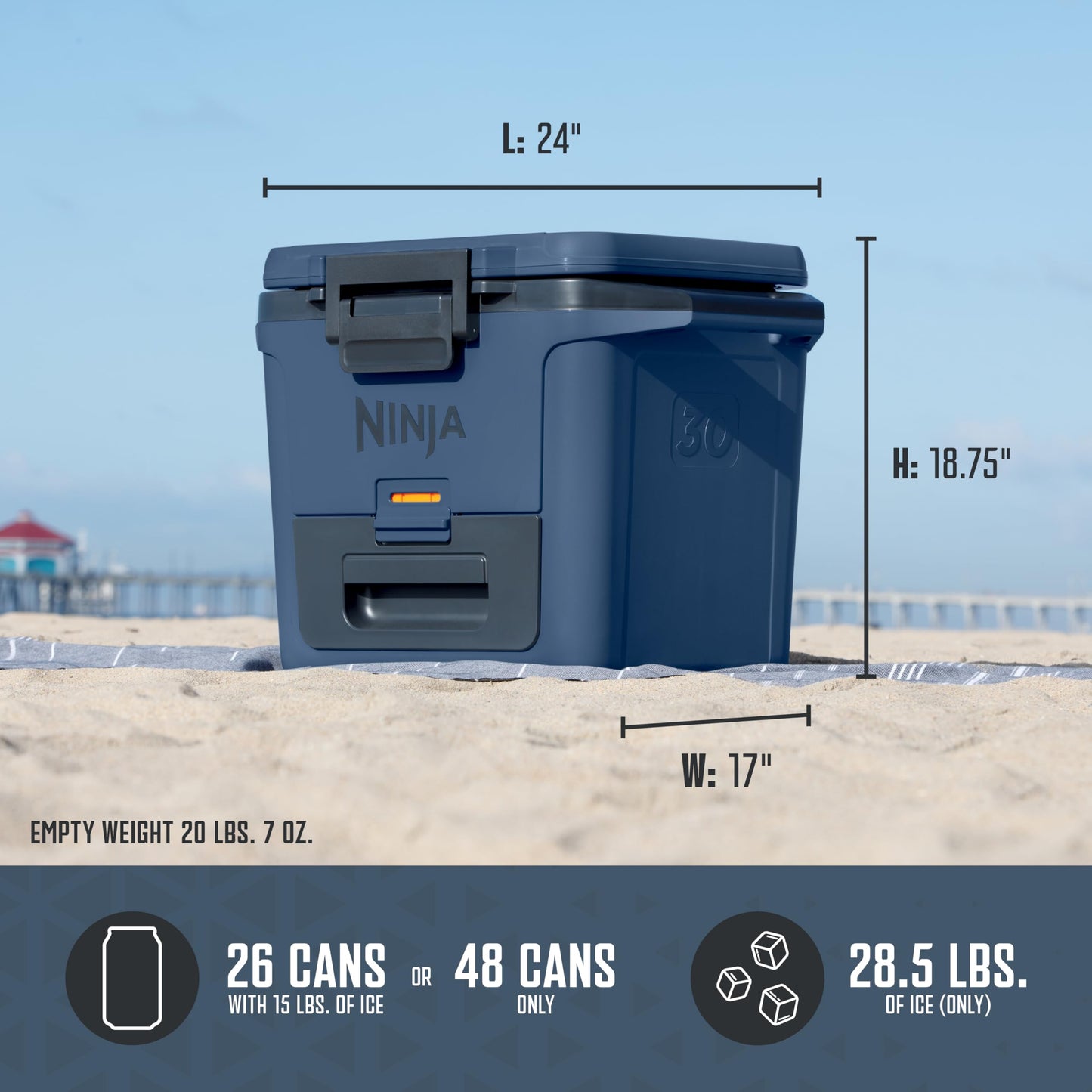 Ninja FrostVault 50qt Hard Cooler with Dry Zone | Integrated Fridge-Temp Dry Storage Drawer | Premium Heavy-Duty Insulated Cooler | Keeps Ice Cold for Days | Spanish Moss | FB151GN1
