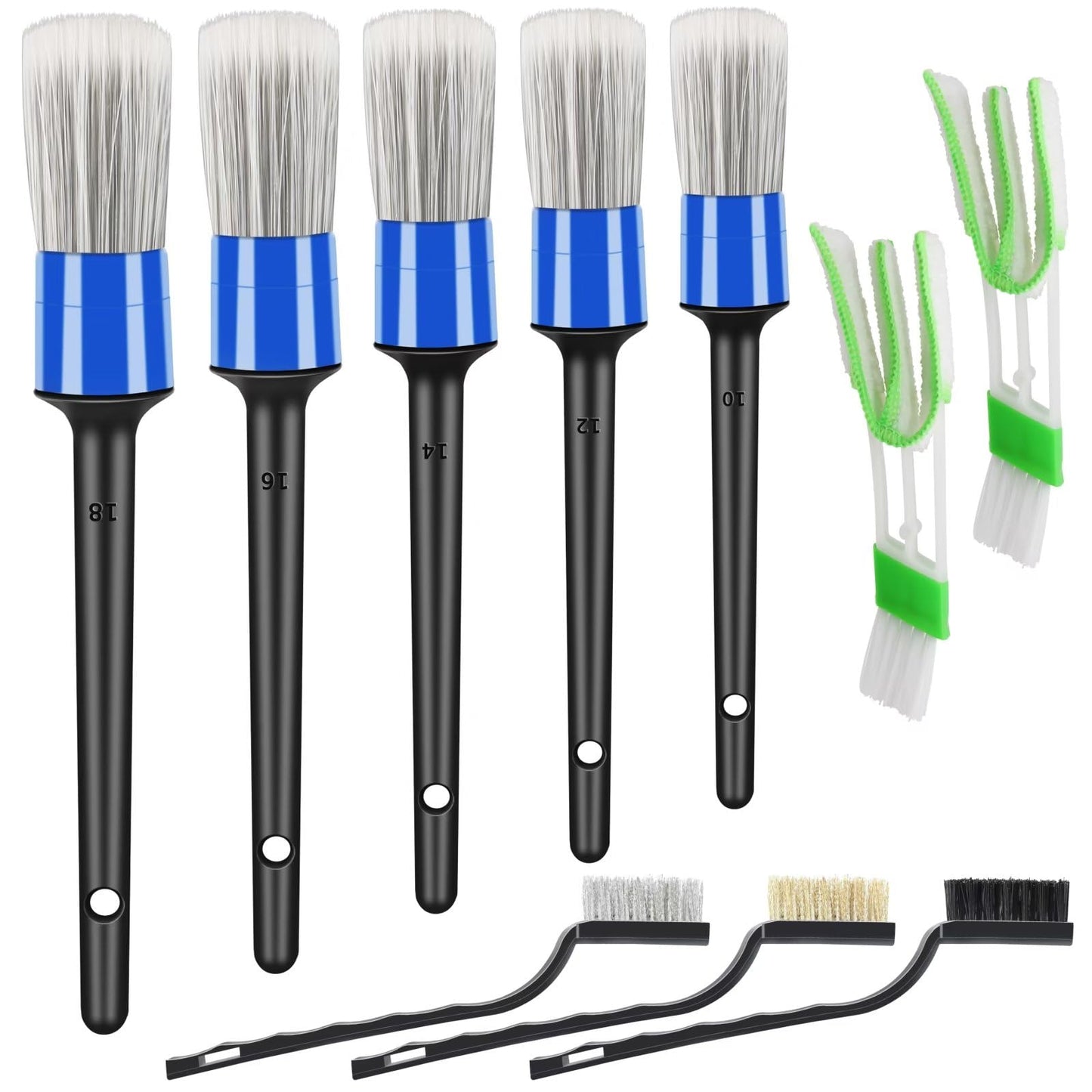 10pcs Auto Car Detailing Brush Set Car Interior Cleaning Kit Includes 5 Boar Hair Detail Brush,3 Wire Brush, 2 Air Vent Brush for Cleaning Interior Exterior, Dashboard Engines Leather Wheel