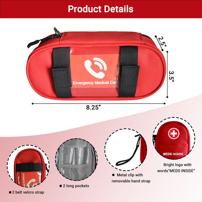 EpiPen Carry Case Insulated, Travel Medical Bag with YKK Zipper, Hold 2 Epi Pens or Auvi-Q, Anti-Histamine, Asthma Inhaler, Allergy Medicines, Emergency Medication Organizer Pouch, Red