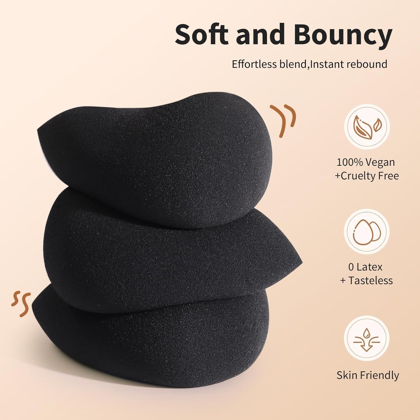 BEAKEY Make-up-Schwamm-Set, 5 Stück, mikroporös, geringe Absorption, weiche, latexfreie Foundation-Beauty-Schwämme und -Blender für Puder-Creme