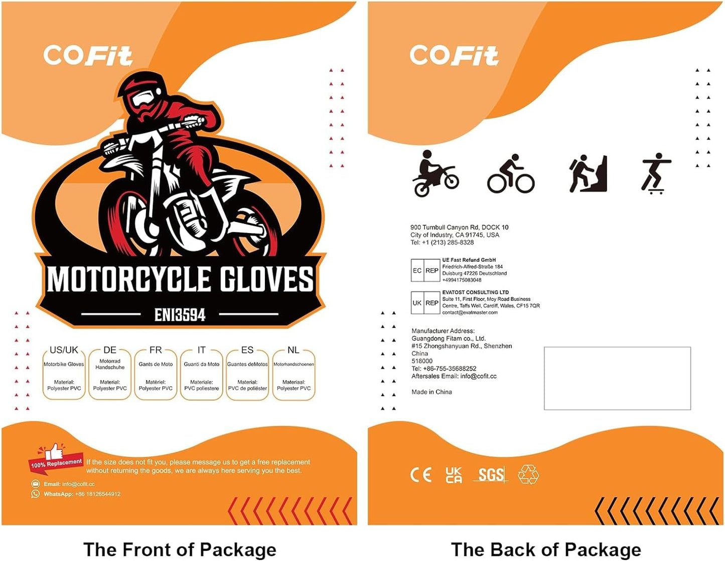 COFIT Motorradhandschuhe für Damen und Herren, Full-Finger Touchscreen Motorradhandschuhe für BMX ATV MTB Fahren, Straßenrennen, Radfahren, Klettern, Motocross – Schwarz L
