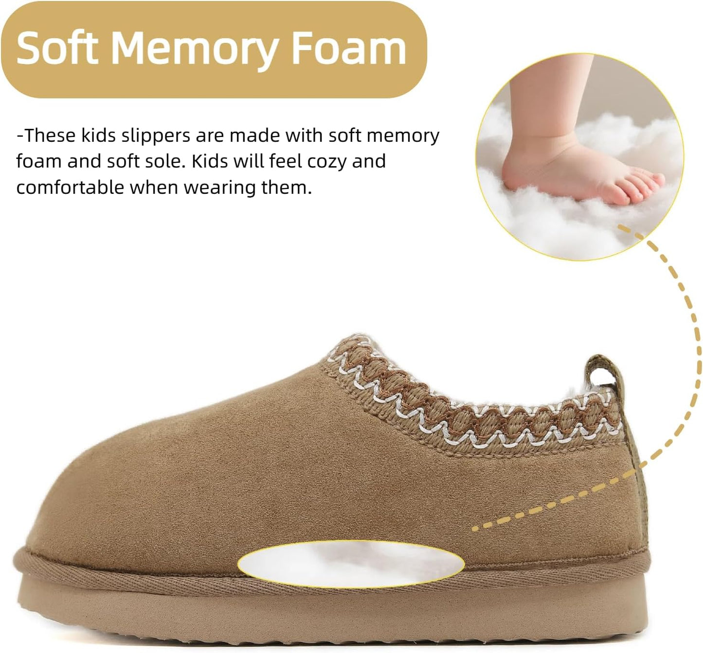 SMajong Kinder Hausschuhe Plüsch Warm Mädchen Flauschige Hausschuhe Jungen Plateau Pantoffeln Slip-on Schuhe Winter Innen Außen