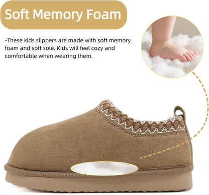 SMajong Kinder Hausschuhe Plüsch Warm Mädchen Flauschige Hausschuhe Jungen Plateau Pantoffeln Slip-on Schuhe Winter Innen Außen