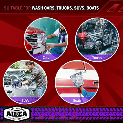 AIDEA Car Wash Mitt Microfiber, 2PK Scratch Free Lint-Free, Premium Chenille Microfiber Mitt Car Wash Brush, Green, Regular Size 7.12''X10.14''