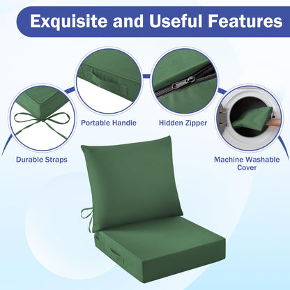 IASEAHK Outdoor Chair Cushions, 24 x 24 Inch Outdoor Cushion for Patio Furniture, Patio Chair Cushion, Waterproof & Fade Resistant Deep Patio Furniture Cushions Set with Handle and Ties, Navy Blue