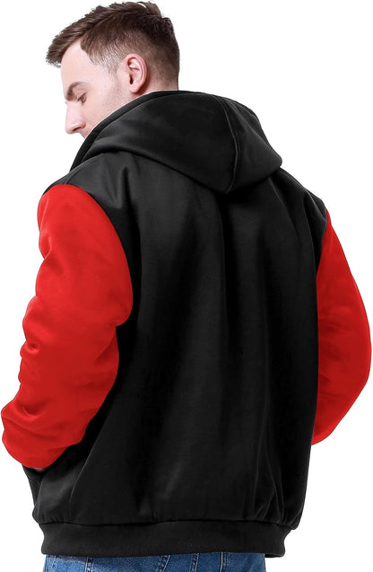Herren-Hoodie, schweres Fleece-Futter, verdickt, warm, mit Kängurutasche für Outdoor und Freizeit