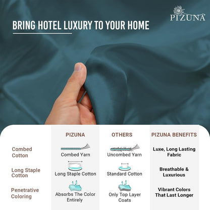 Pizuna Cotton Envelope Pillowcase King Size Peacock Blue 2 PC