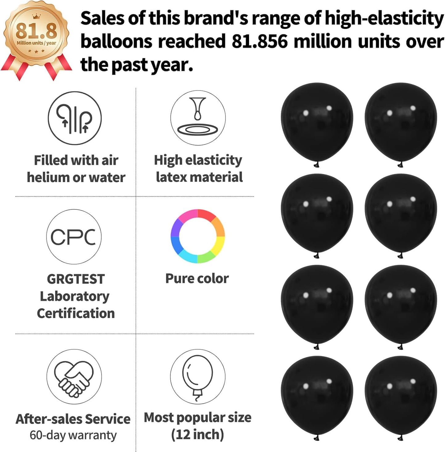 110pcs Black Balloon 12 inch, Black Latex Balloons for Birthday Party Baby Shower Wedding