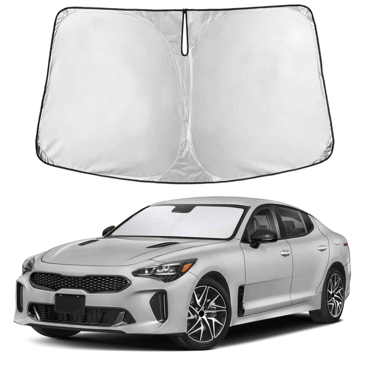 EcoNour Car Windshield Sunshade | Blocks 99% Heat & Keeps Interior Cool | Universal Fits Cars, SUVs, Trucks | Automotive Sun Screen, Visor & Car Accessories for Summer | Medium (64x32 Inches)