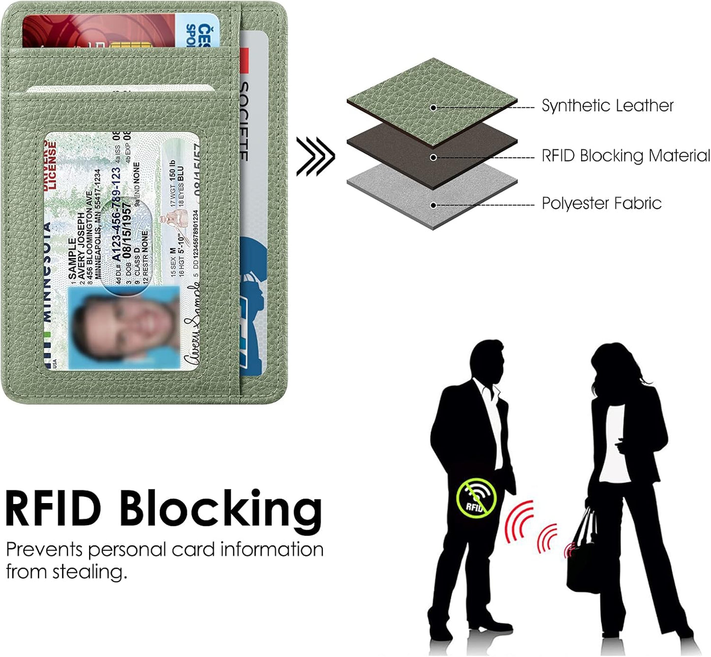 Fintie Schlankes, minimalistisches Fronttaschen-Portemonnaie, RFID-blockierendes Kreditkartenetui, Kartenhüllen mit Ausweisfenster für Herren und Damen
