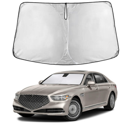 EcoNour Car Windshield Sunshade | Blocks 99% Heat & Keeps Interior Cool | Universal Fits Cars, SUVs, Trucks | Automotive Sun Screen, Visor & Car Accessories for Summer | Medium (64x32 Inches)