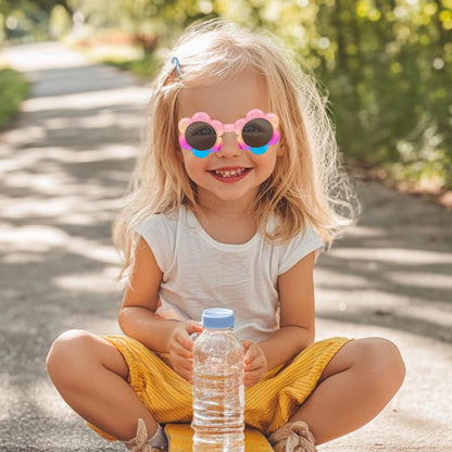 PinkSheep Sonnenbrille für Mädchen, polarisierte Sonnenbrille für Babys und Kinder mit Etui, Einhorn, Oval, Katzen, Herzbrillen, UV400-Schutz