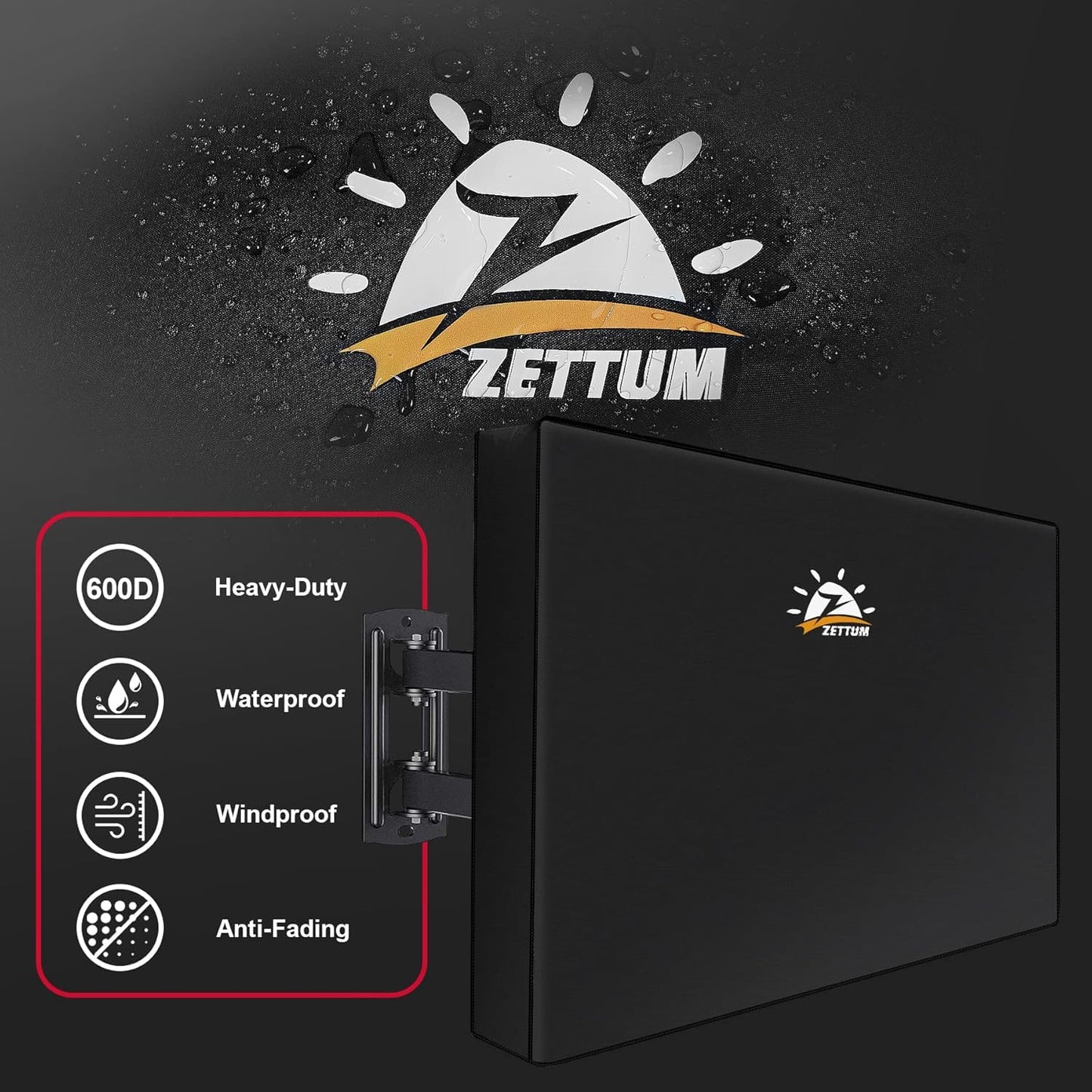 Zettum Outdoor TV Cover 58 Inch - 600D TV Cover Weatherproof & Waterproof for 55 to 58 Inch Outdoor TV, Heavy Duty TV Enclosure Protector for Outside Flat Screen TV (Size: 55"L x 6"D x 36"H)