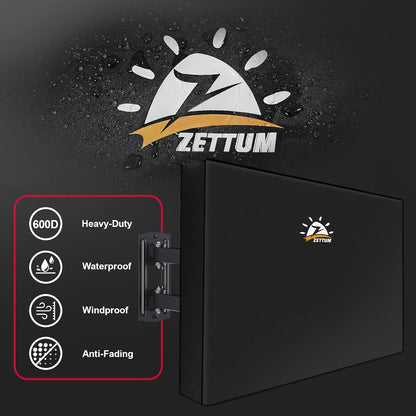 Zettum Outdoor TV Cover 58 Inch - 600D TV Cover Weatherproof & Waterproof for 55 to 58 Inch Outdoor TV, Heavy Duty TV Enclosure Protector for Outside Flat Screen TV (Size: 55"L x 6"D x 36"H)