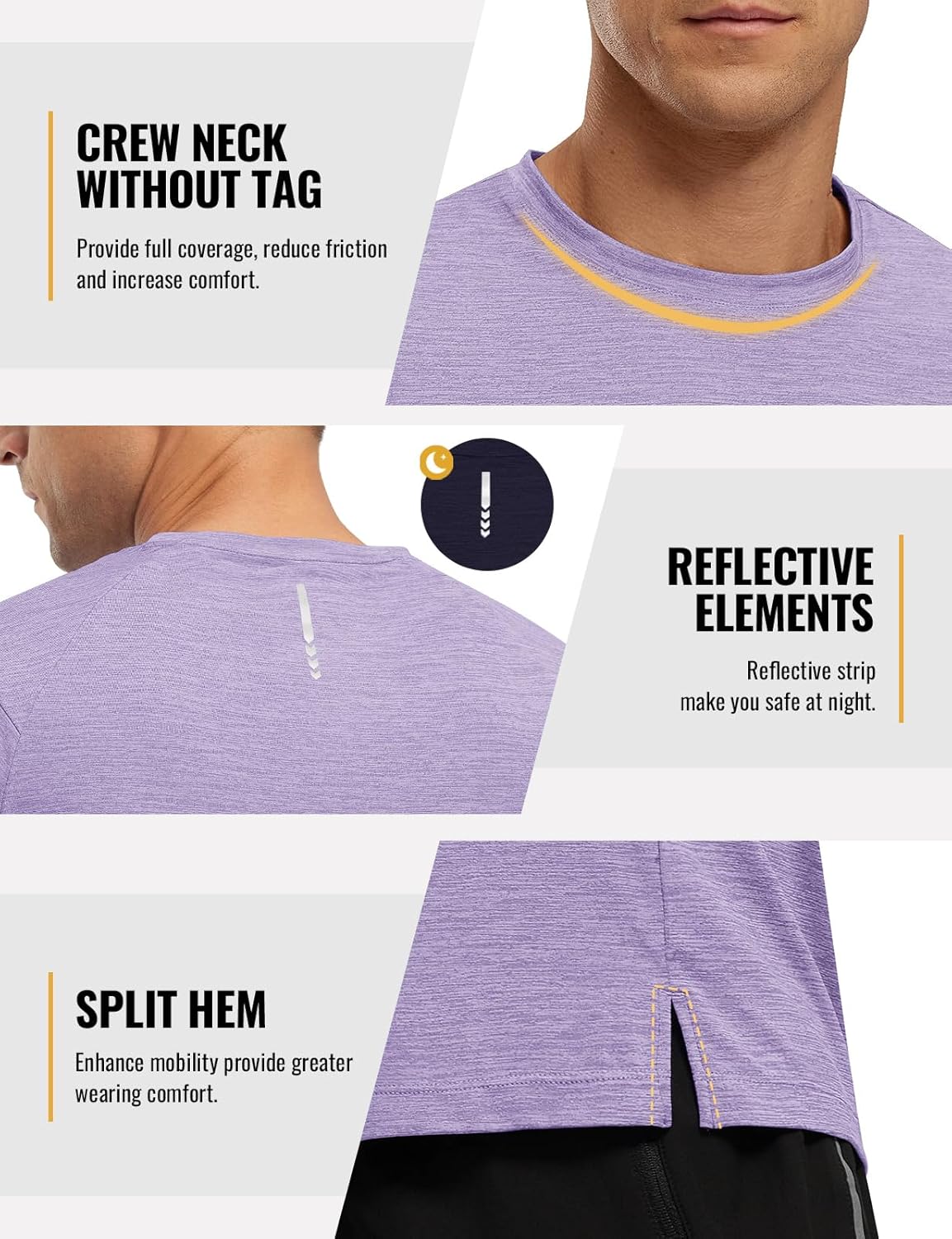 Rdruko Herren Kurzarm Trainingsshirts – Trockene Passform – Feuchtigkeitstransportierend – Für Laufen, Fitnessstudio, aktiven Sport
