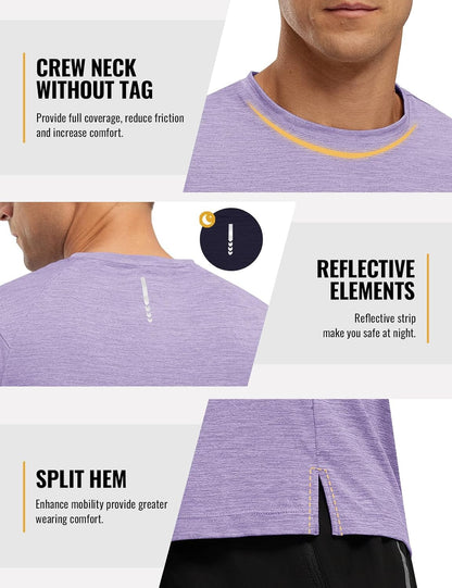 Rdruko Herren Kurzarm Trainingsshirts – Trockene Passform – Feuchtigkeitstransportierend – Für Laufen, Fitnessstudio, aktiven Sport