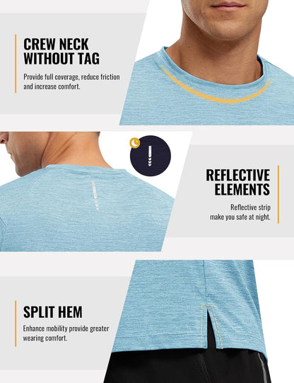 Rdruko Herren Kurzarm Trainingsshirts – Trockene Passform – Feuchtigkeitstransportierend – Für Laufen, Fitnessstudio, aktiven Sport