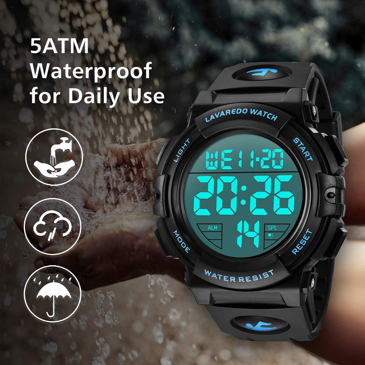 Herren Digitaluhr, Sportuhren für Männer Outdoor Militär Digital Analog Stoppuhr Wasserdicht Multifunktionale Armbanduhr