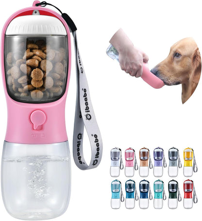 Cibaabo Dog Water Bottle with Food Container, Travel Puppy Water Bowl, Portable Pet Dispenser, Dog Gift Stuff Accessories Items, Puppy Essentials Necessities for Yorkie Cat Walking and Hiking
