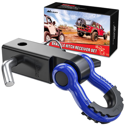 Nilight Anti-Theft Shackle Hitch Receiver 2Inch 45000 LBs Breaking Strength 3/4" Anti-Theft D Ring Shackle 5/8" Trailer Hitch Lock Pin Heavy Duty Solid Towing Kit for Trucks Off Road (Black)