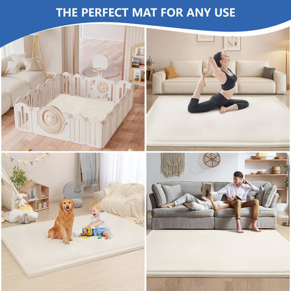 Huloo Sleep Ultra Soft Baby Spielmatte für den Boden, 3,3 cm dicke Elasti-Foam 127x127 cm Laufgittermatte für Kleinkinder, rutschfeste Rückseite, sicher zum Krabbeln und für die Bauchlage, Tatami-Stil (Dunkelgrau)
