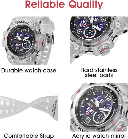 Herren Digitaluhr, Sportuhren für Männer Outdoor Militär Digital Analog Stoppuhr Wasserdicht Multifunktionale Armbanduhr