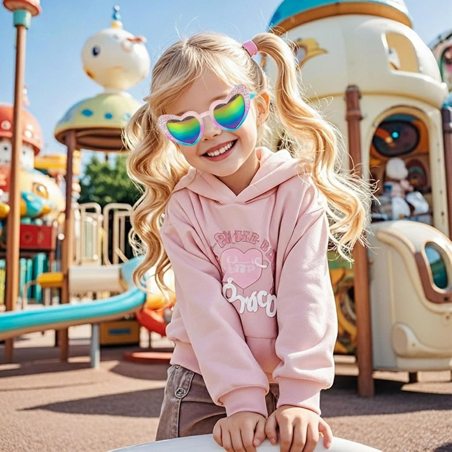 PinkSheep Sonnenbrille für Mädchen, polarisierte Sonnenbrille für Babys und Kinder mit Etui, Einhorn, Oval, Katzen, Herzbrillen, UV400-Schutz