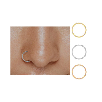 LUCKYJEWUS Small Thin Gold or Sterling Silver Nose Ring Hoop for Women, Tiny Nose Piercing jewelry