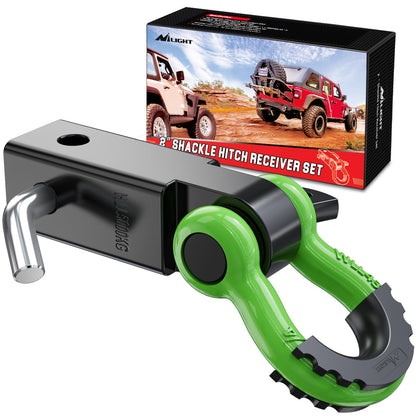 Nilight Anti-Theft Shackle Hitch Receiver 2Inch 45000 LBs Breaking Strength 3/4" Anti-Theft D Ring Shackle 5/8" Trailer Hitch Lock Pin Heavy Duty Solid Towing Kit for Trucks Off Road (Black)