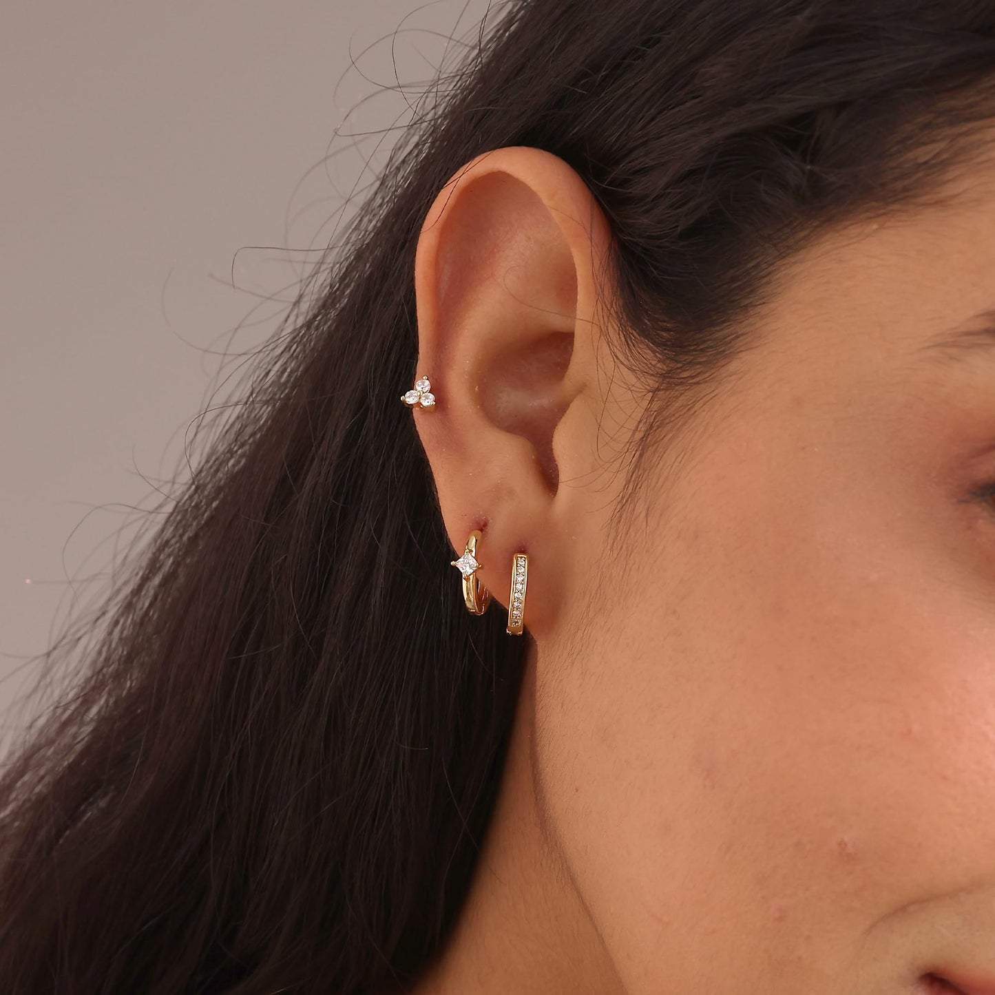 Gold Earrings For Women, Dainty Huggie Earrings Stack 14K Gold Plated Pearl Dangle Earrings for Women Trendy Cute Hypoallergenic Unique Gold Earring Stack Fashion Gold Jewelry Gifts
