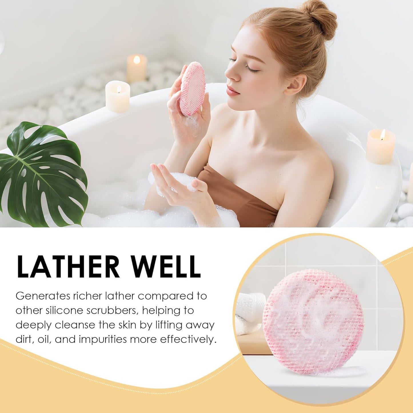 INNERNEED Duschbürste aus weichem Silikon in Lebensmittelqualität, Hand-Körperbürste zur Hautreinigung, sanftes Peeling, gute Schaumbildung (Schwarz)