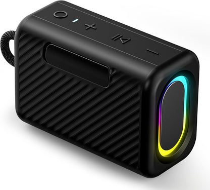 Portable Bluetooth Speaker with Lights, Powerful Crystal Clear Sound, IPX5 Waterproof, All Day Playtime, AUX&TF-Card Input, Bluetooth 5.3, TWS Paring, Small Wireless Speaker for Outdoor, Gift Ideas