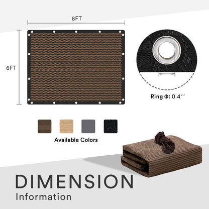 VICLLAX 90% Shade Fabric Sun Shade Cloth with Reinforced Grommets, Outdoor Sun Screen Fabric for Outdoor Patio Garden Pergola Cover Canopy 6x8 FT, Mocha