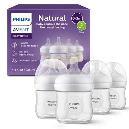 Philips Avent Natural Baby Bottle with Natural Response Nipple (Medium Flow,Flow 3), 9oz, SCY903/01
