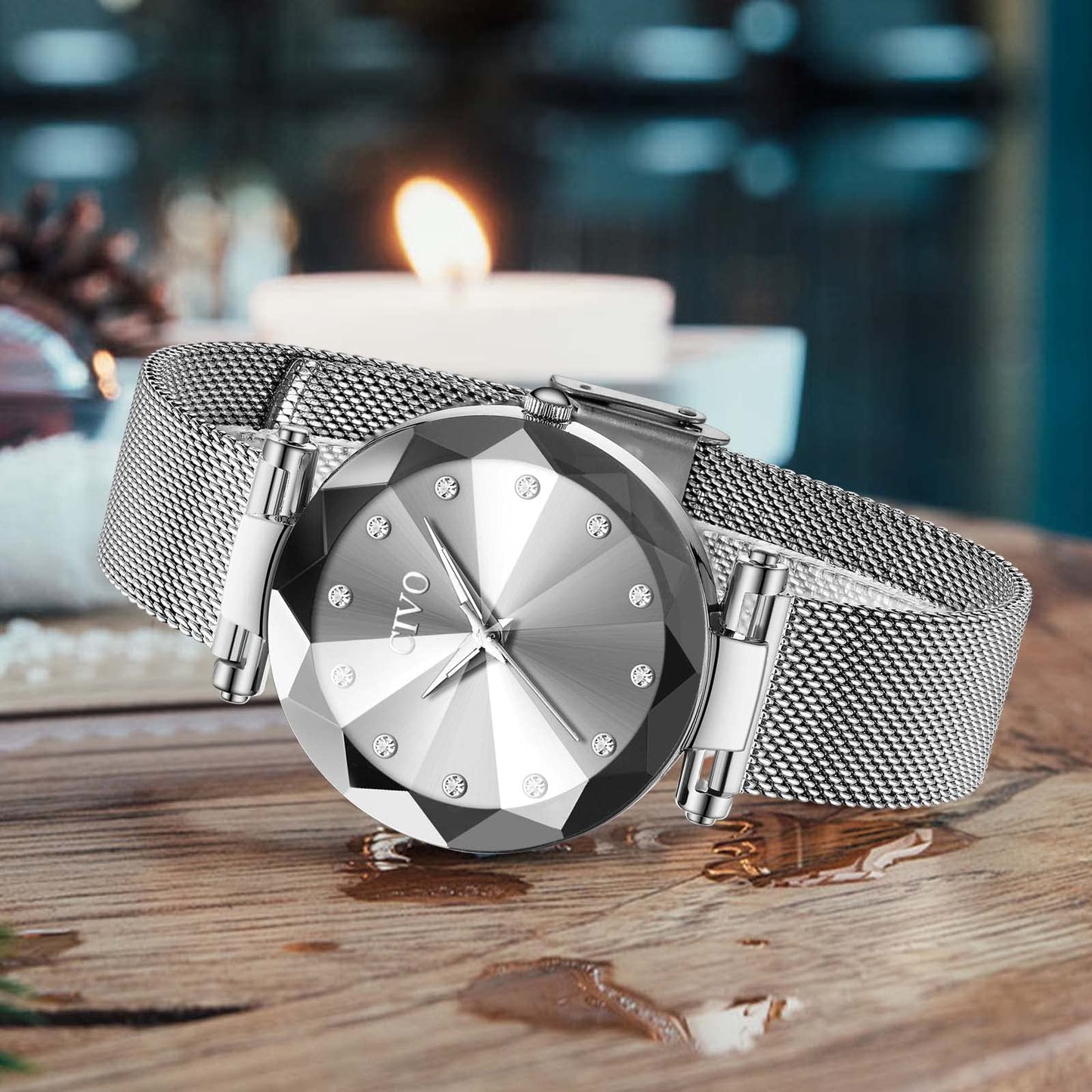 CIVO Damenarmbanduhr, wasserdichte analoge Quarzdameuhr für Damen, Roségold-Mesh-Armband, elegant, luxuriös, Designer-Damenuhr mit Diamant-Zifferblatt
