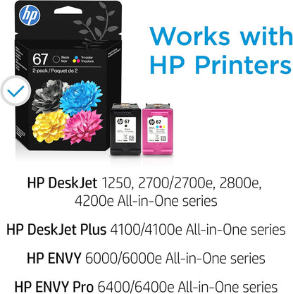 Original HP 67XL Schwarze Tintenpatrone mit hoher Reichweite | Kompatibel mit HP DeskJet 1255, 2700, 4100er Serien, HP Envy 6000, 6400er Serien | Für Instant Ink geeignet | 3YM57AN