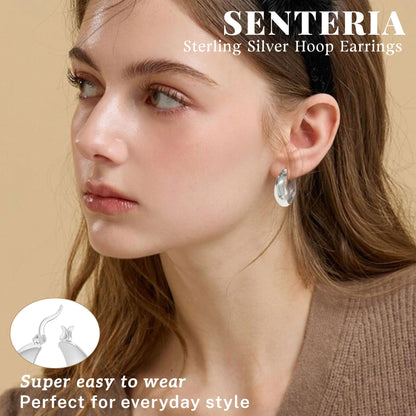 Senteria Dicke, klobige, vergoldete Creolen für Frauen, hypoallergene, 14K vergoldete Creolen, leichte, große goldene Creolen für Frauen, 30 MM