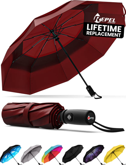 Repel Windproof Travel Umbrella - Compact & Withstands Winds up to 100MPH , Strongest Premium Auto Folding Umbrella for Rain and Sun - Durable, Light & Portable for Women & Men , Fits Backpack & Cars