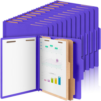 Skyygemm 24 Pcs Classification Folders Letter Size Bulk - 2 Dividers Pressboard File Folder with 3. 5 Inch Expansion, 2 Prongs Fastener, Heavy Duty Office File Organizer for Teacher Medical (Yellow)