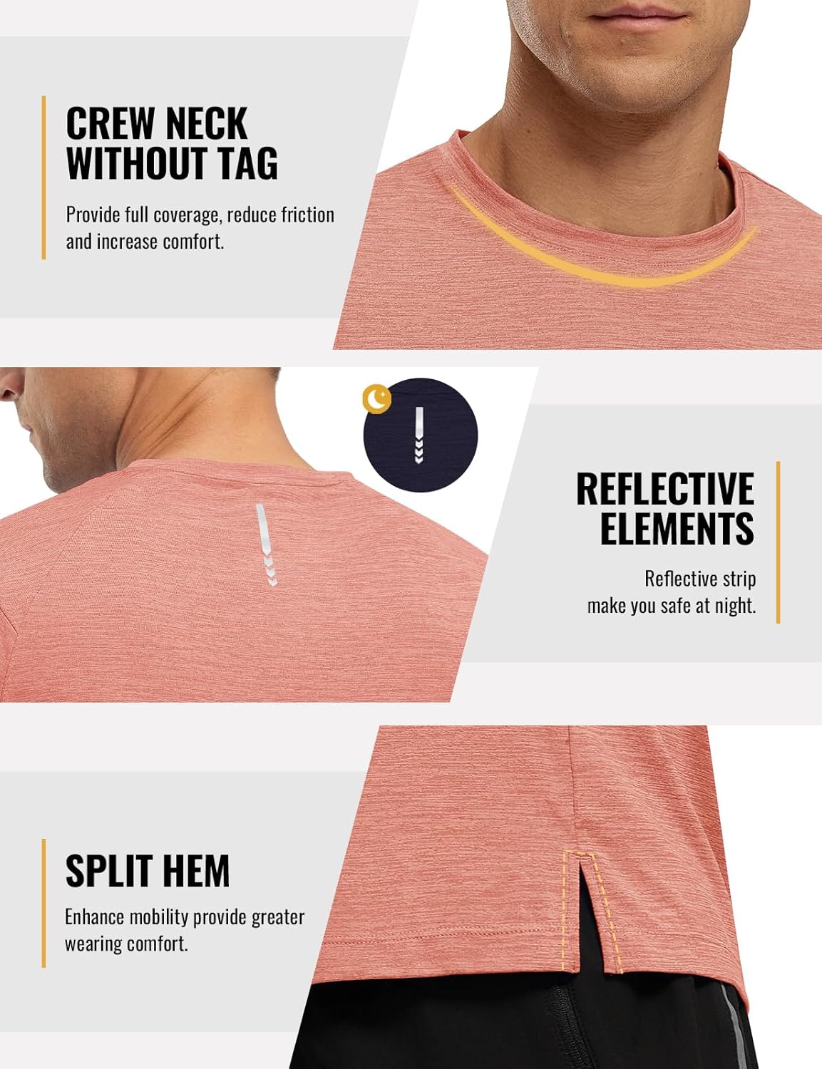 Rdruko Herren Kurzarm Trainingsshirts – Trockene Passform – Feuchtigkeitstransportierend – Für Laufen, Fitnessstudio, aktiven Sport