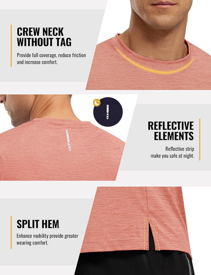 Rdruko Herren Kurzarm Trainingsshirts – Trockene Passform – Feuchtigkeitstransportierend – Für Laufen, Fitnessstudio, aktiven Sport