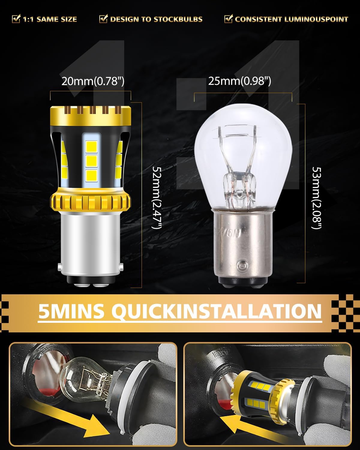 LUYED 3157 LED-Birnen Rückfahrlicht Xenon-Weiß 1800 Lumen Super Hell 78 SMD 3056 3156 3057 4157 LED-Birnen, Verwendet für Rückfahrlichter, Bremslichter, Rücklichter, Blinker, 2er-Pack