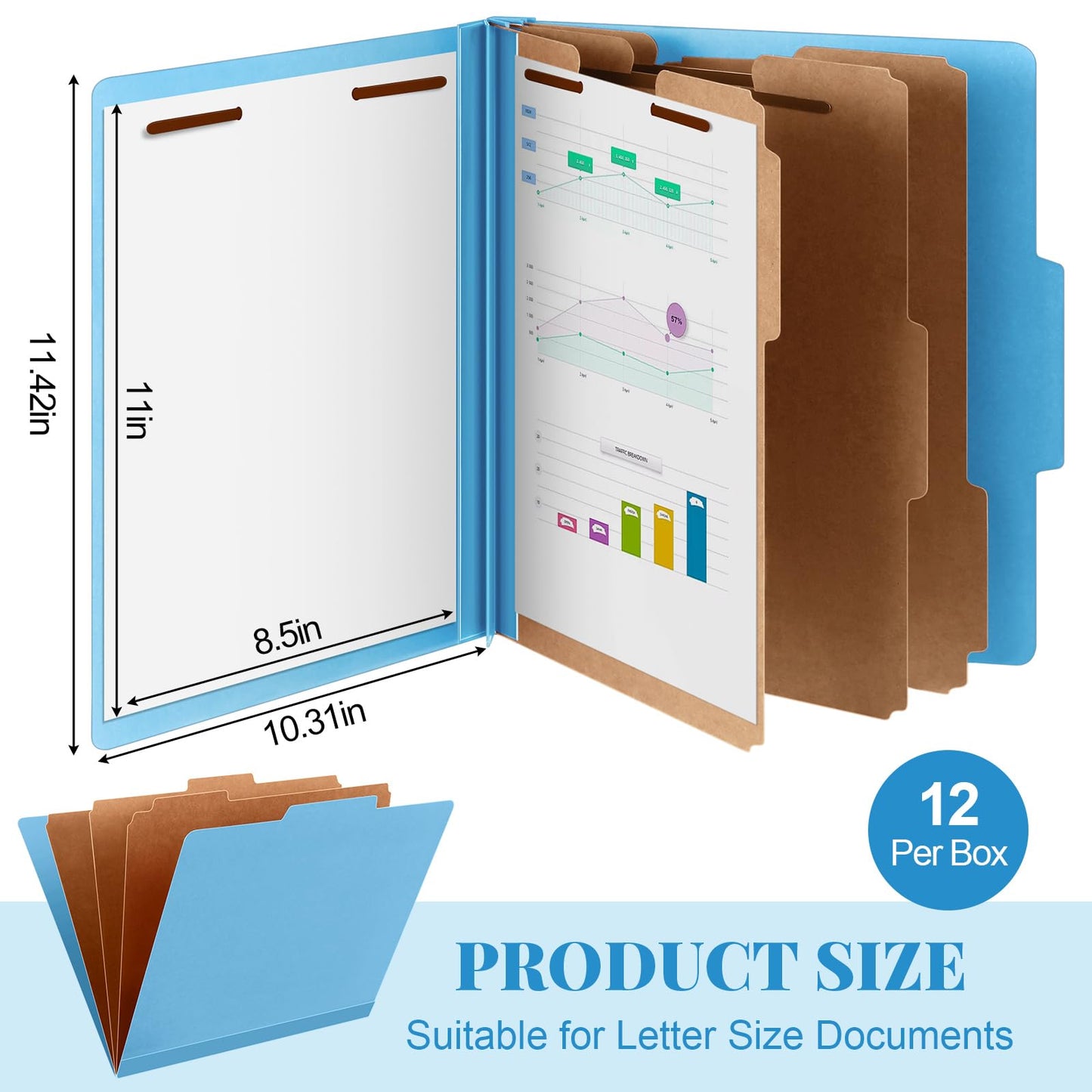 Skyygemm 24 Pcs Classification Folders Letter Size, 3 Divider Pressboard File Folder with Fasteners, Expanding File Organizer Bulk for School Teachers, Office Employee, Coworker, Staff (Yellow)